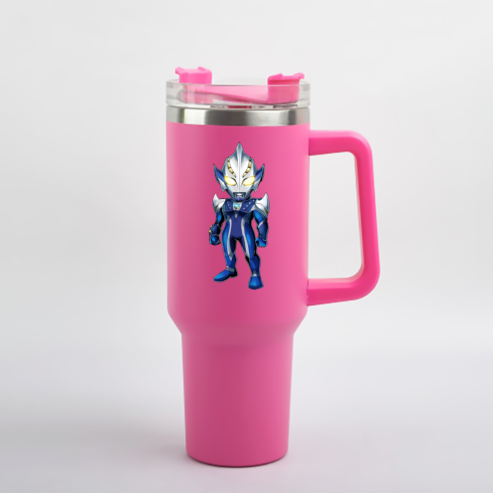 （画像用） ウルトラマン Ultraman 1200mL車用タンブラー - クリスタルステッカー（プラスチックストロー付き）